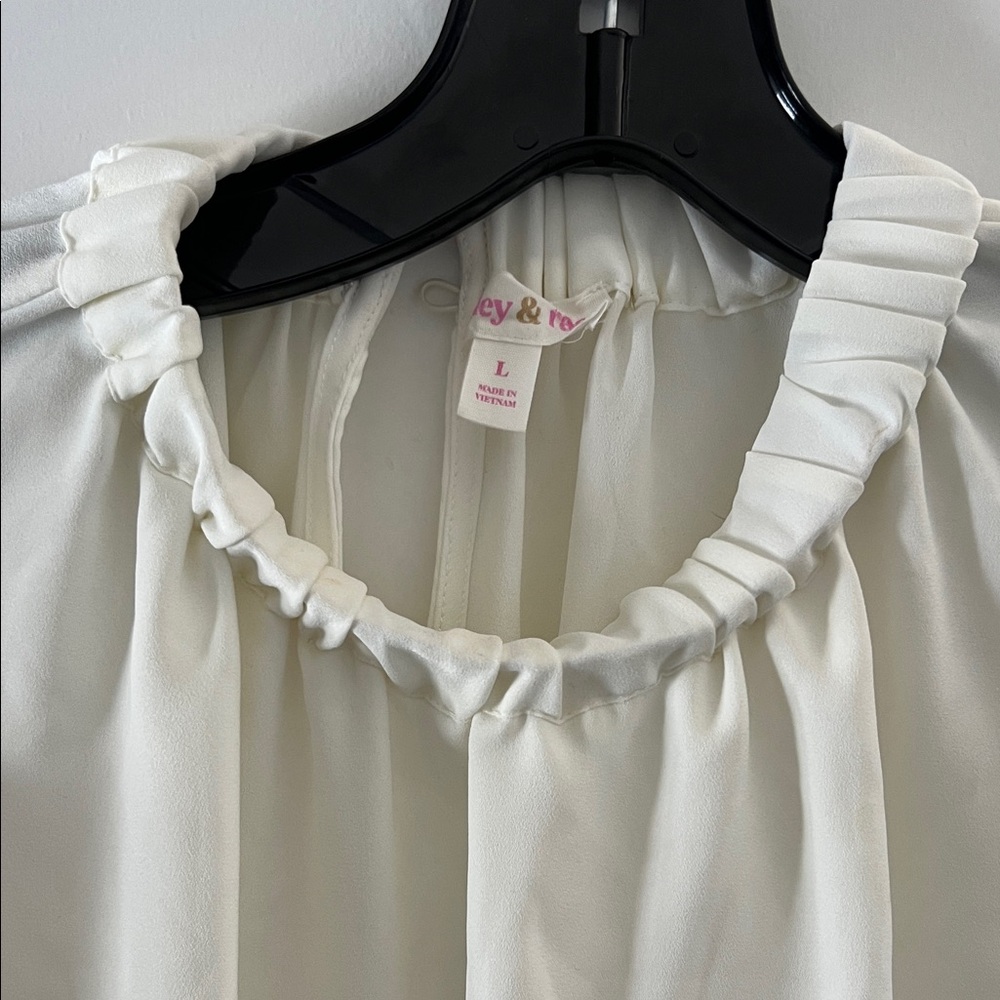 White Blouse with Ruffled Collar